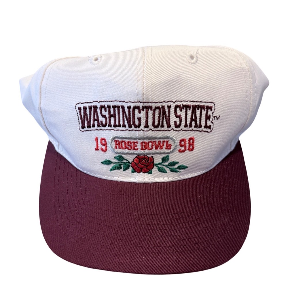 Vintage Washington State‎ WSU 1998 Rose Bowl Snapback Hat White Maroonh NWT